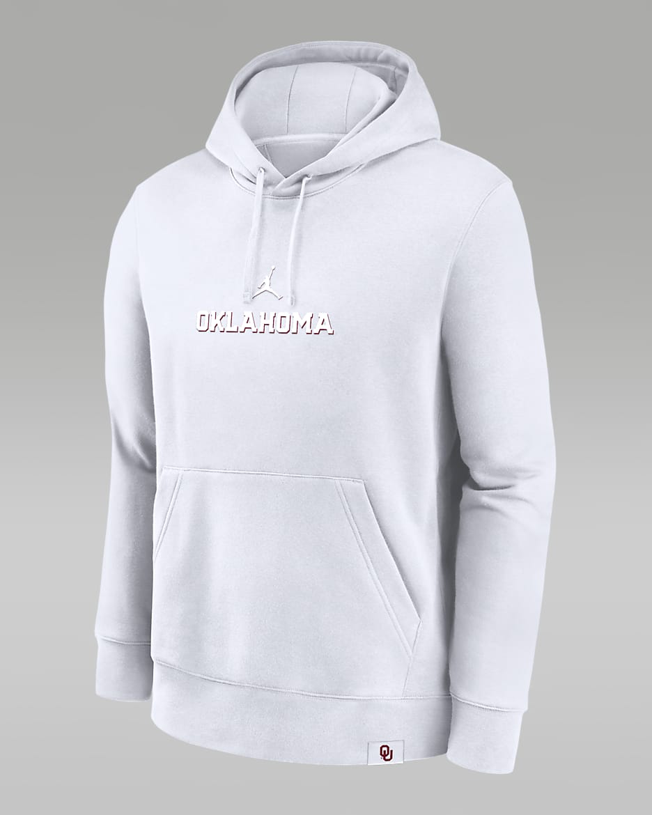 Oklahoma Sooners Statement Wordmark Lockup Heavyweight Men s Jordan College Pullover Hoodie. Nike